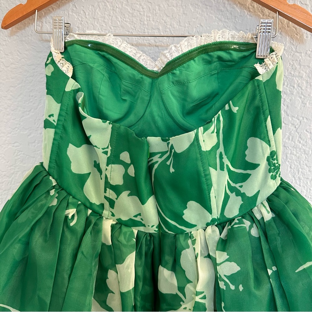 Selkie Green Floral Strapless Tea Dress - Picture 6 of 10